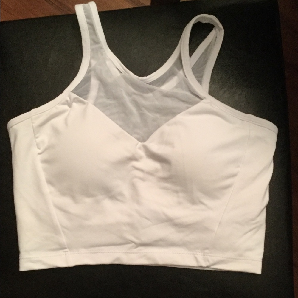 Mesh Panel Solid Sports Bra